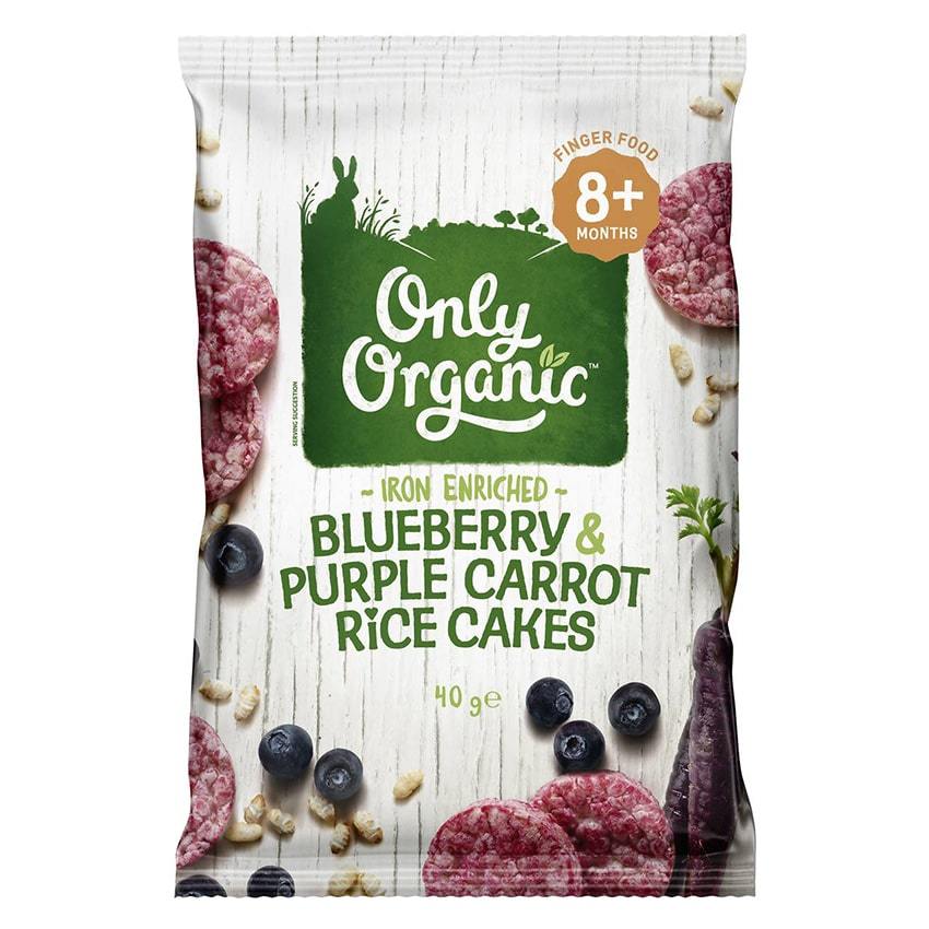 Only Organic Blueberry & Purple Carrot Rice Cakes | Baby Food 8 Months ...